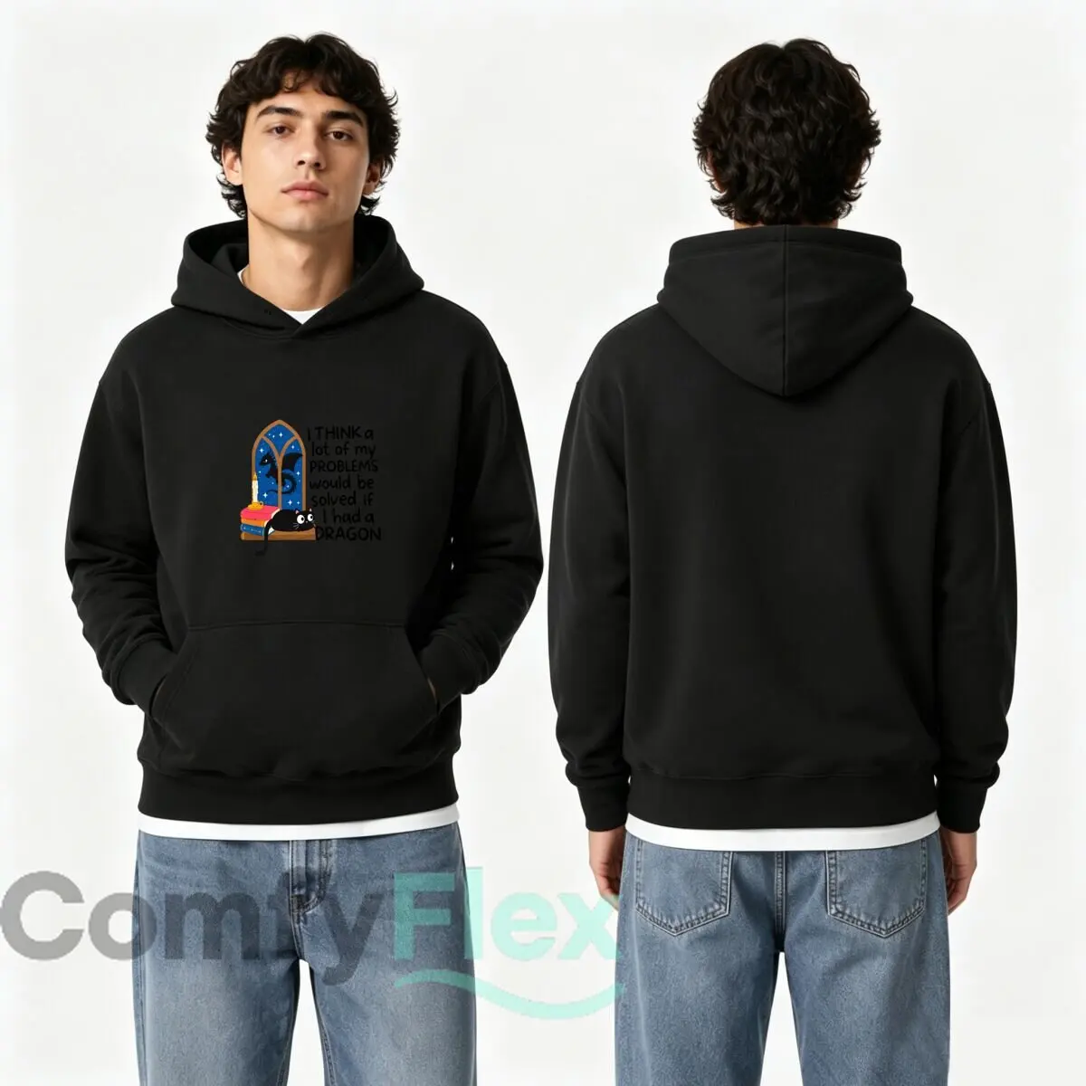 I Think My Problems Would Be Solved If I Had A Dragon Autumn and winter new men's and women's hooded sweatshirts