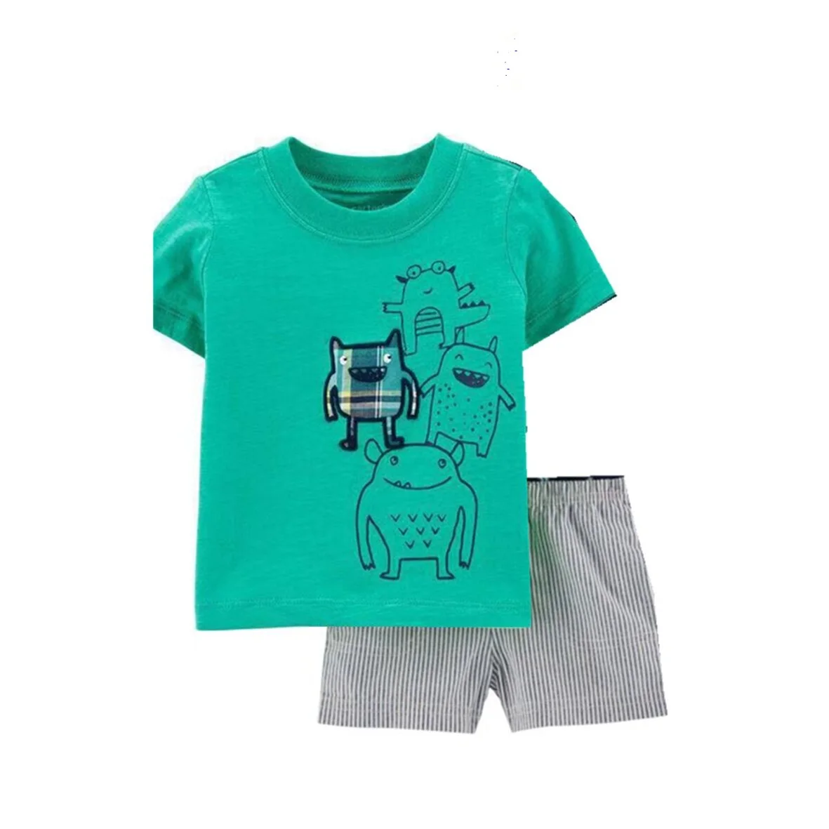 طقم ملابس نوم للأولاد ذو سمكة كبيرة صغيرة PJS: طقم ملابس نوم لطيف مطبوع عليه سلسلة طعام، بيجامة قطنية مريحة مع تي شيرت وبنطلون قصير للأعمار من 2 إلى 7 سنوات #2