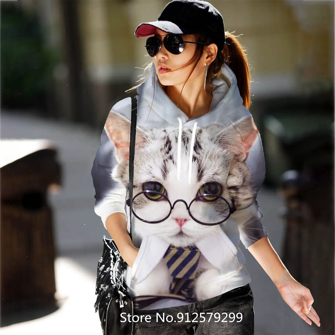 

Women Hoodies Casual Harajuku Cute Cat Printed Hoodie Female Hoodies Women Long Sleeve Clothing