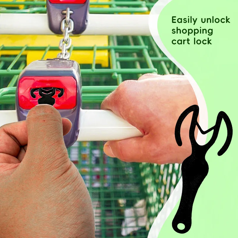 أداة فتح سلسلة المفاتيح لعربة التسوق المحمولة - أداة تحرير قفل العملات المعدنية بعربة السوبر ماركت، آمنة ومريحة #1