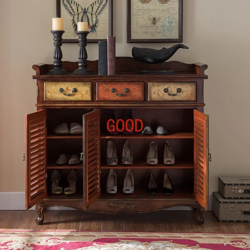 Shoe Cabinet Large Capacity Solid Wood Multi-Functional Locker Entrance Entrance Cabinet
