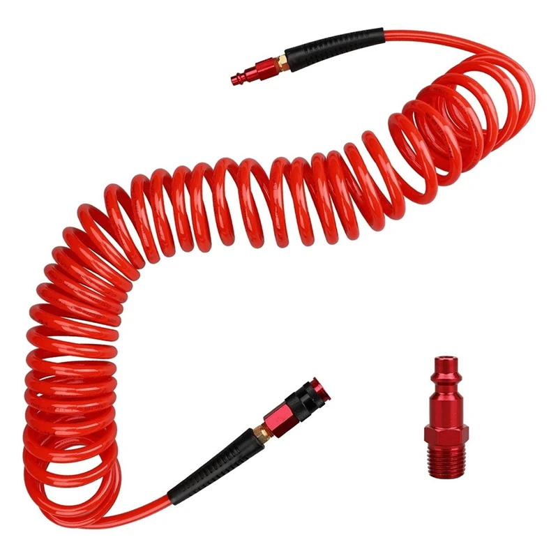 1/4In X 25Ft Air Hose With Bend Restrictors Compressor Hose With 1/4In Industrial Universal Quick Coupler & I/M-Plug Kit