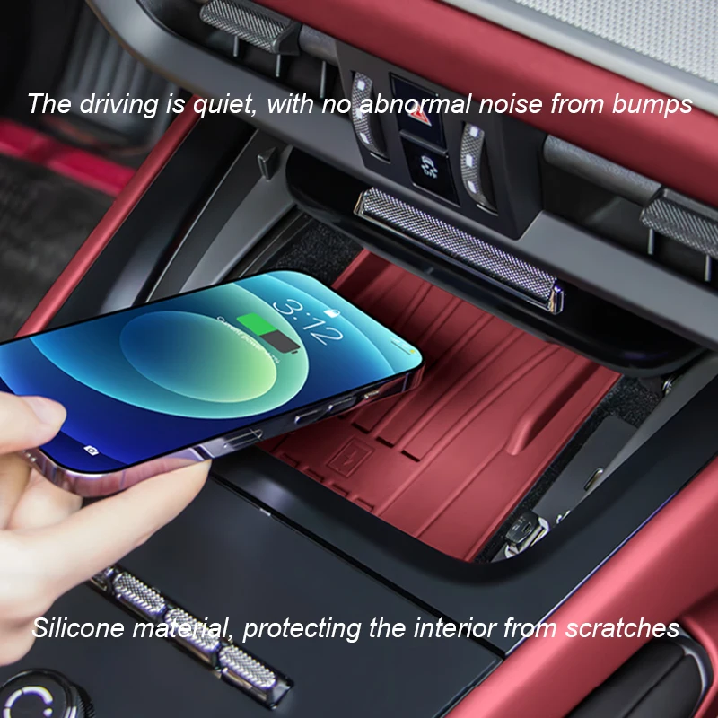 For Porsche Cayenne 2018-2025 Silicone Car Cup Holder Center Console Wireless Charging Anti-slip Pad Dustproof Mat Accessories