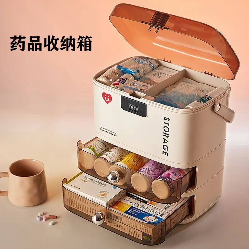 

Medicine storage box, household medicine box, large capacity multi-layer partitioned first aid box, household storage box