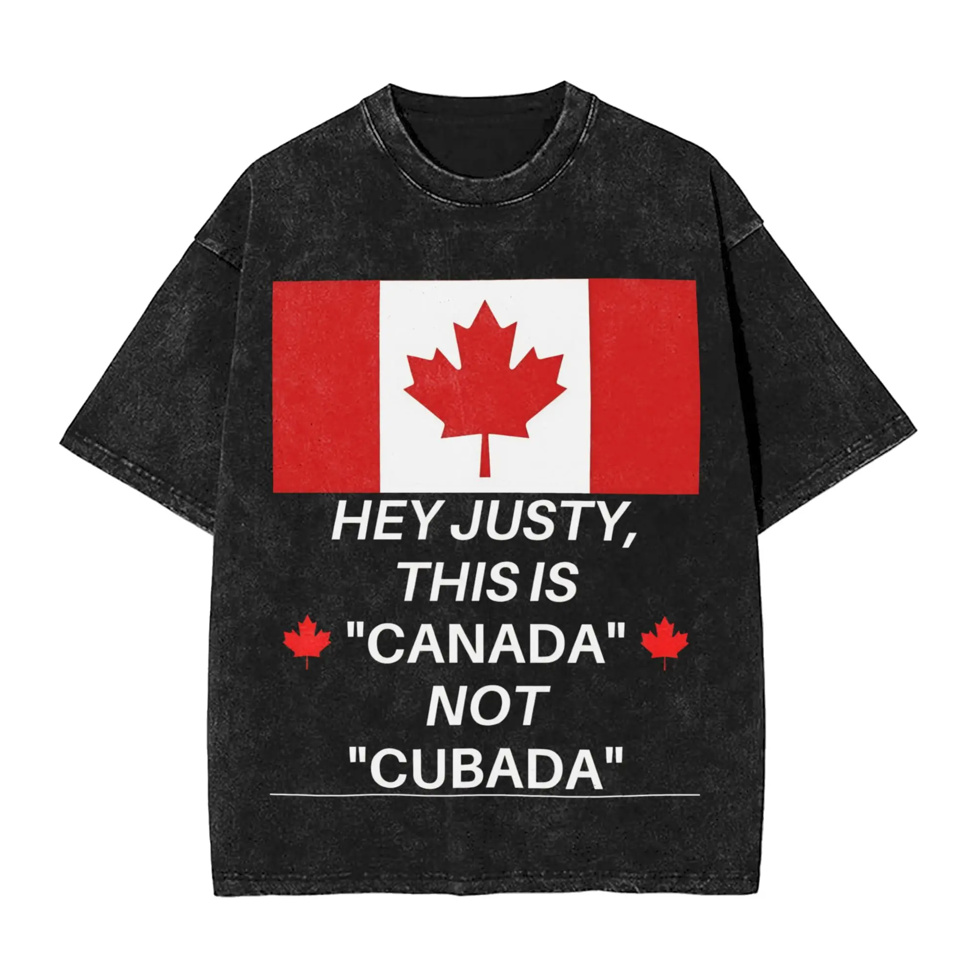 Harajuku Washed Shirts  Funny Canada Is Calling and I Must Go Flag  Apparel Vintage T-Shirts Oversize  Streetwear Short Sleeve