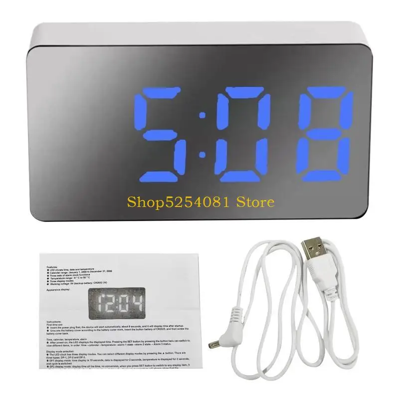 AXYC Mini Electronic Digital Alarm Clock Multifunctional Large Screen Car LED Mirror Clock with Temperature for Time & Date for