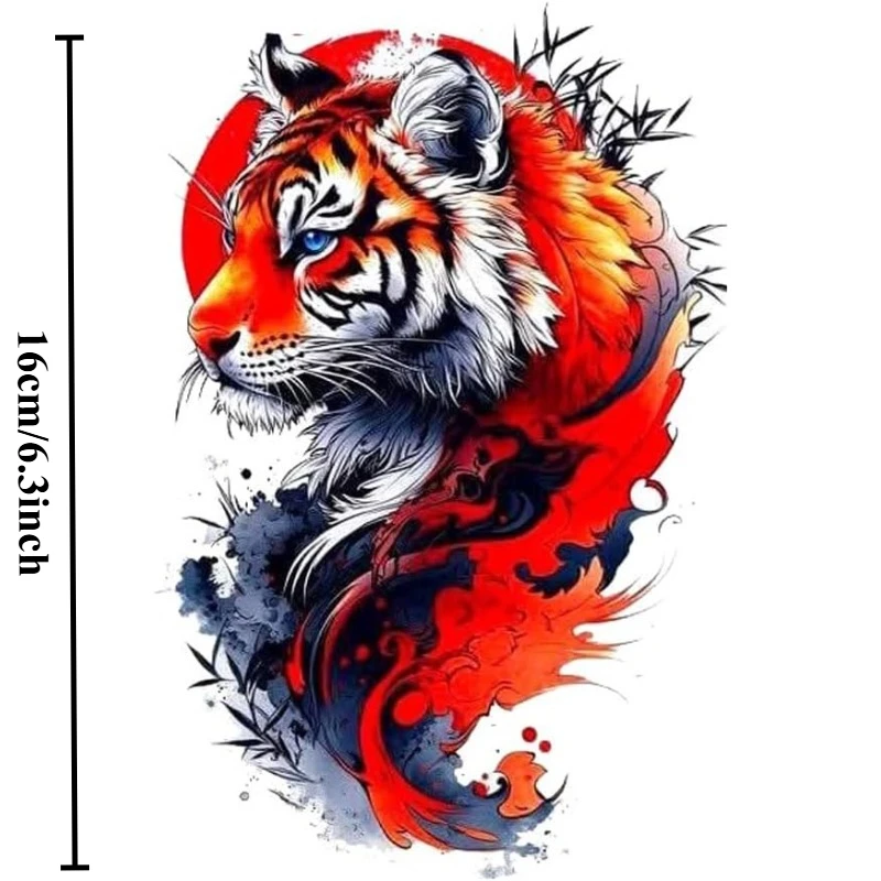Japanese Ink Red Sun Tiger Vinyl Sticker for Car Hood Trunk Decor