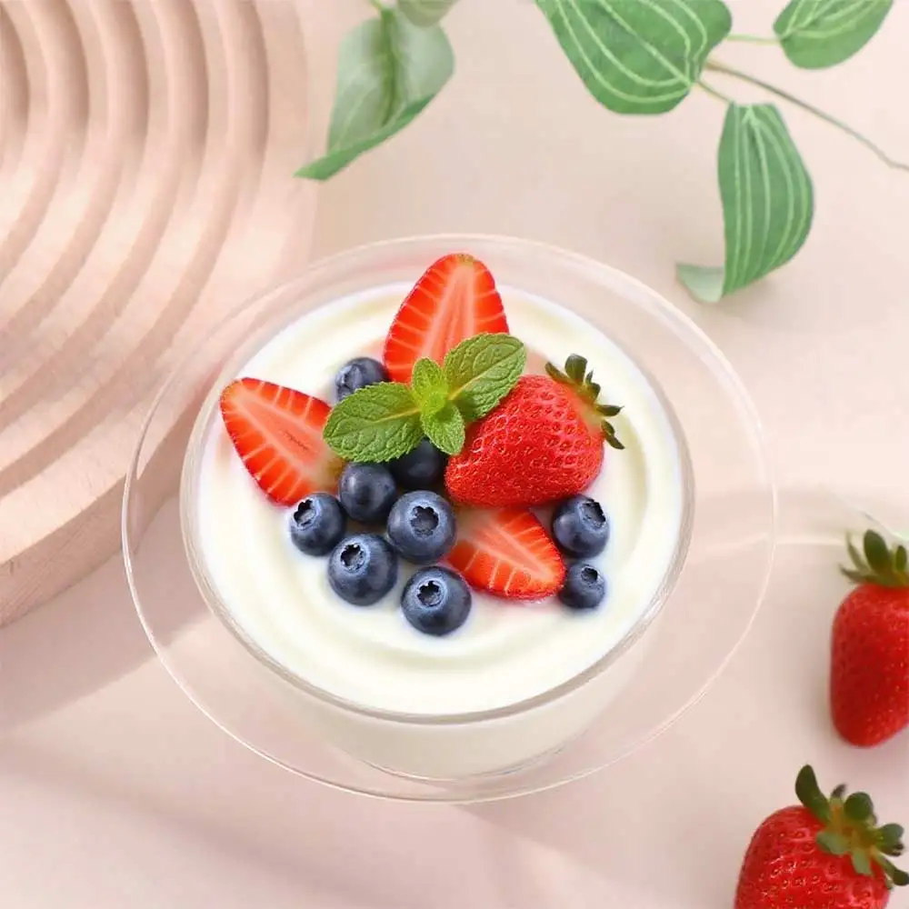 Multifunctional Transparent Glass Bowl Decorative Household Yogurt Bowl Straw Hat Shaped Fruit Salad Plate Coffee