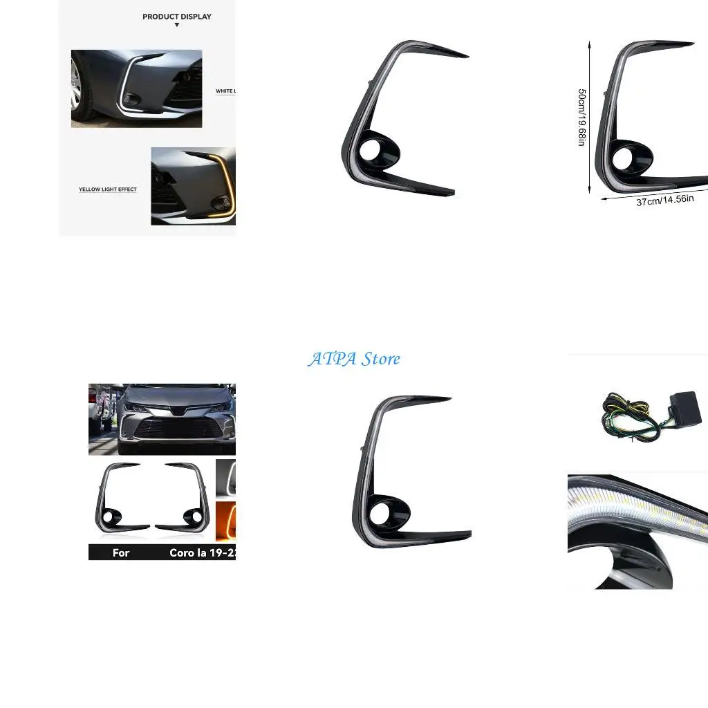 

U13C Auto Accessories for 2019-2023 Daytime Running Light 12V Fog Lamp Replacement LED DRL Dynamic Turn Light