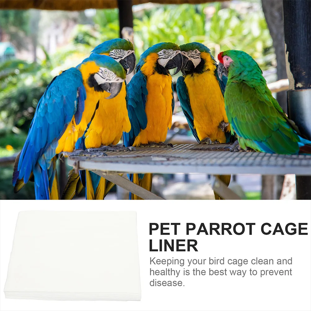 

100Pcs Natural Parakeet Cage Accessories Healthy Bottom Pad for Birds (White) Bird Cage Liner Pet Supplies Absorbent Urine Pads