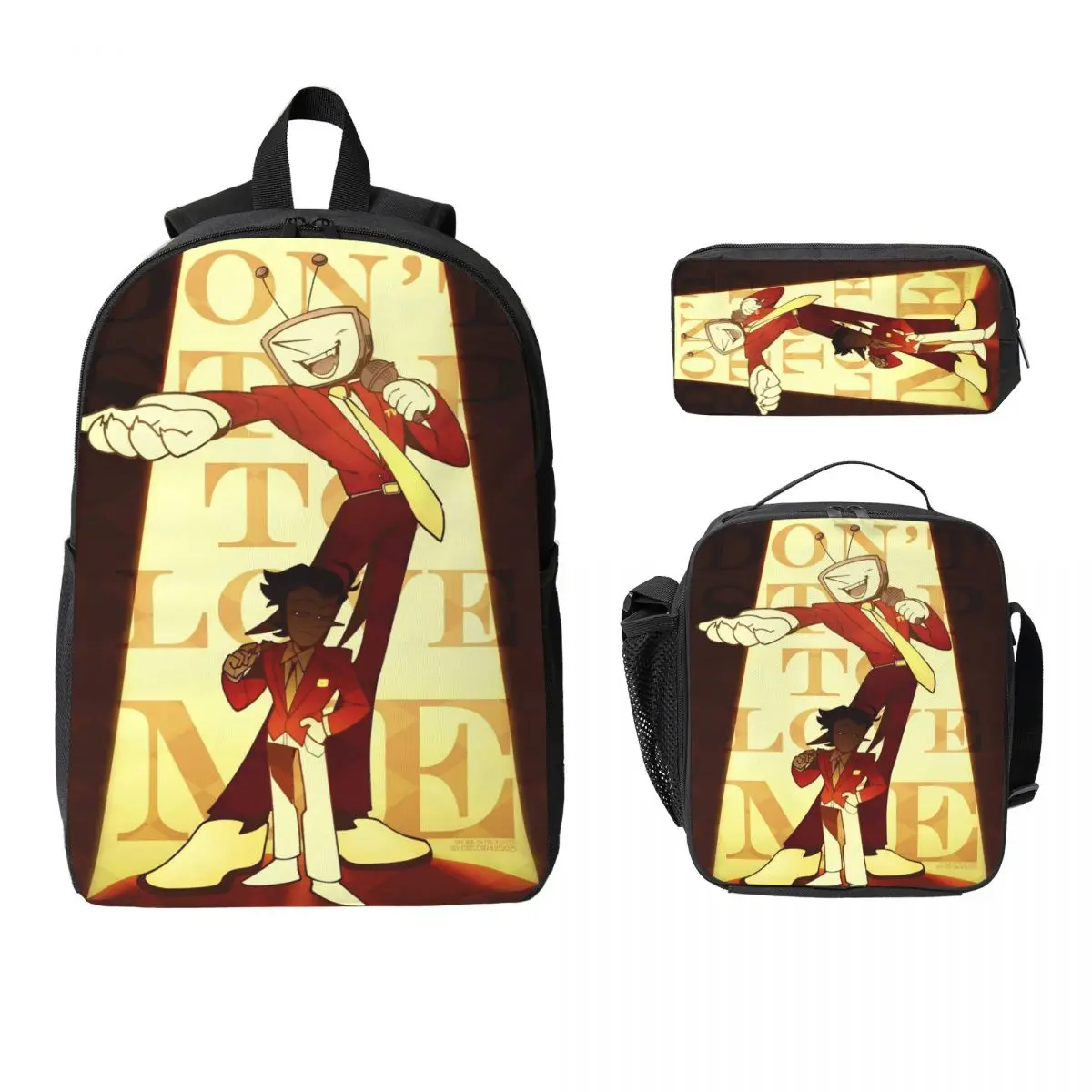 Spamton X Tenna Deltarune Zaino per bambini Lunch Box Borse per penne per ragazzi Ragazze Zaini in età prescolare Zaino per libri Set