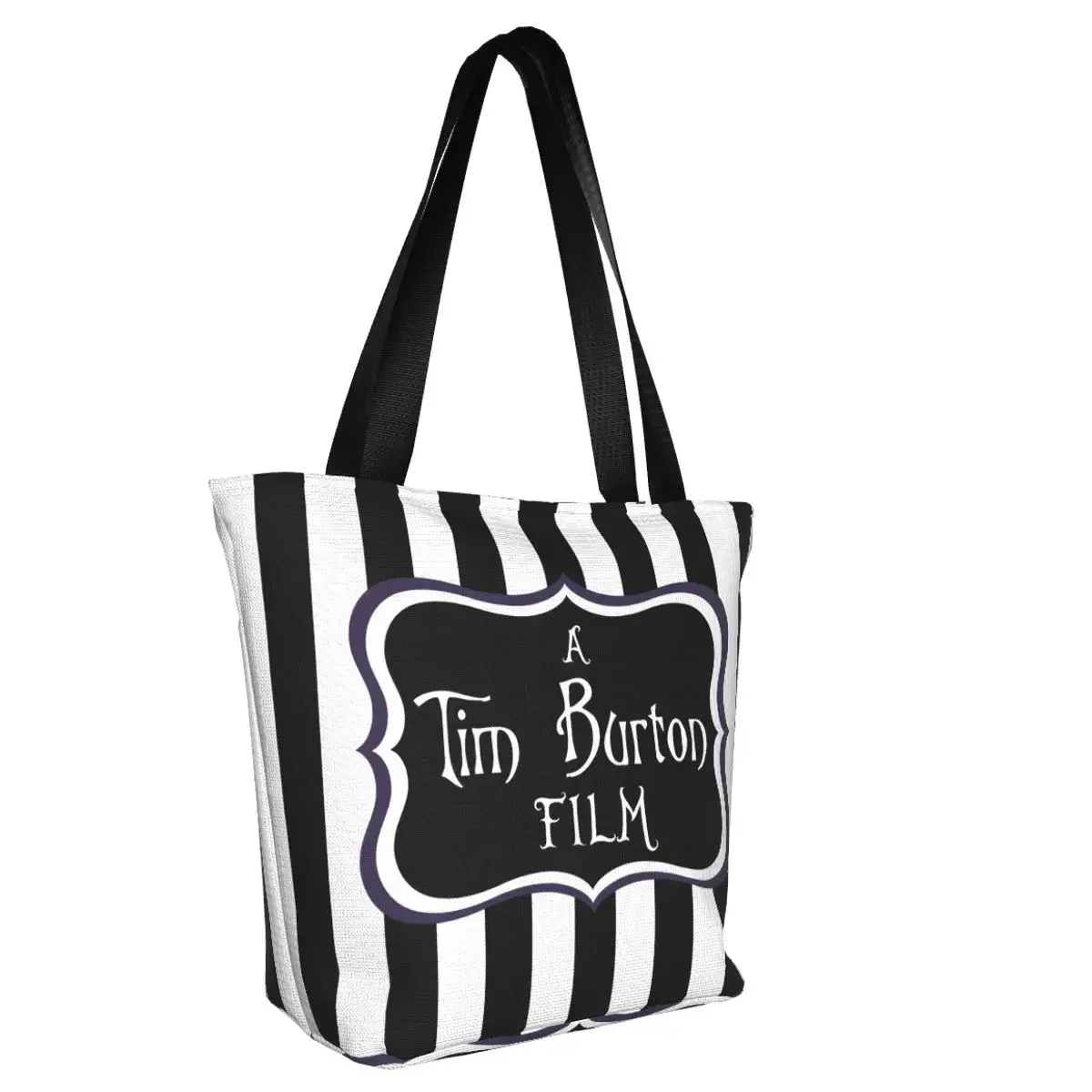 Funny A Tim Burton Film Shopping Tote Bags Recycling Horror Fantasy Movie Grocery Canvas Shopper Shoulder Bag