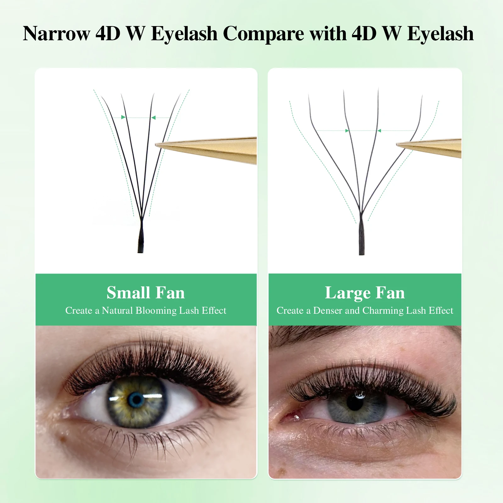 NAGARAKU V-Form Schmale 4D W Wimpernverlängerung Natürlicher Weicher Kleiner Fächer Flauschiger Look Mesh Volumen Vorgefertigte Wimpern – Detail 4