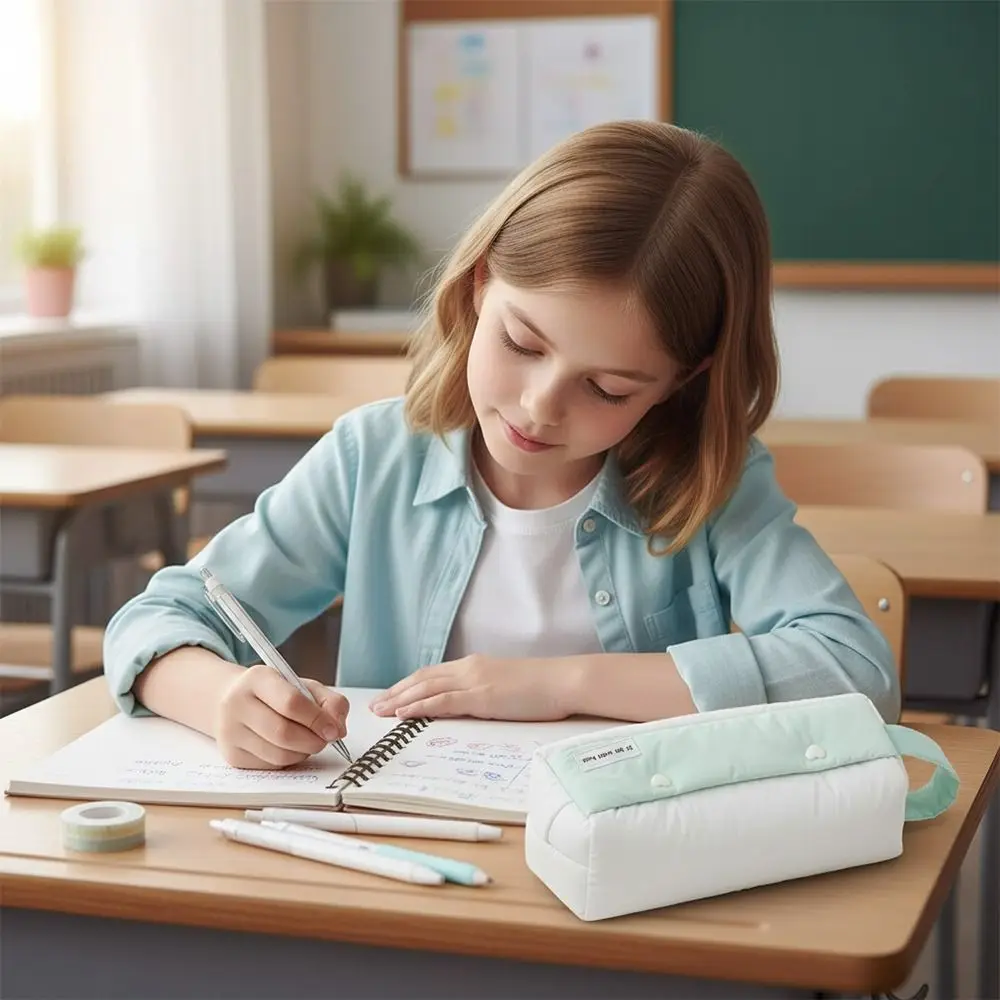 New Pastel Color Pencil Case Large Capacity Minimalist Pen Bag Handheld Stationery Pouch Back To School