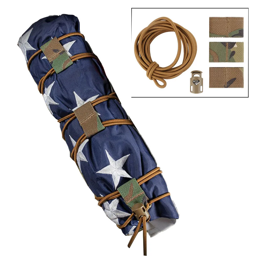 Tactical National Flag Bungee Elastic Fasten Strap Adjustable Shock Cord Retention MOLLE Hunting Vest Organizer Cord Tool Kits