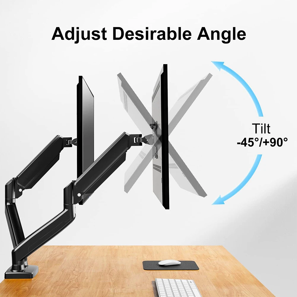Dual Monitor Stand Full Adjustable Expandable Display Bracket Holds Up To 19.8lbs Monitor Arm Desk Mount for Home Office