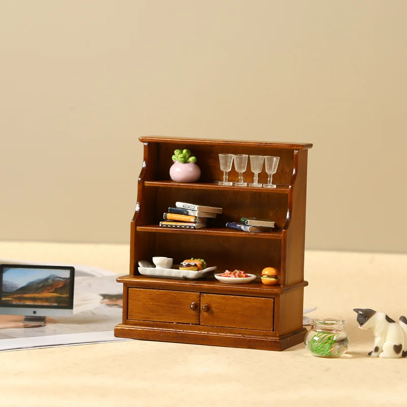 1/12 Mini Storage Cabinet Locker Display Cabinet Dollhouse Living Room Study Decoration Dolls House Furniture Accessories