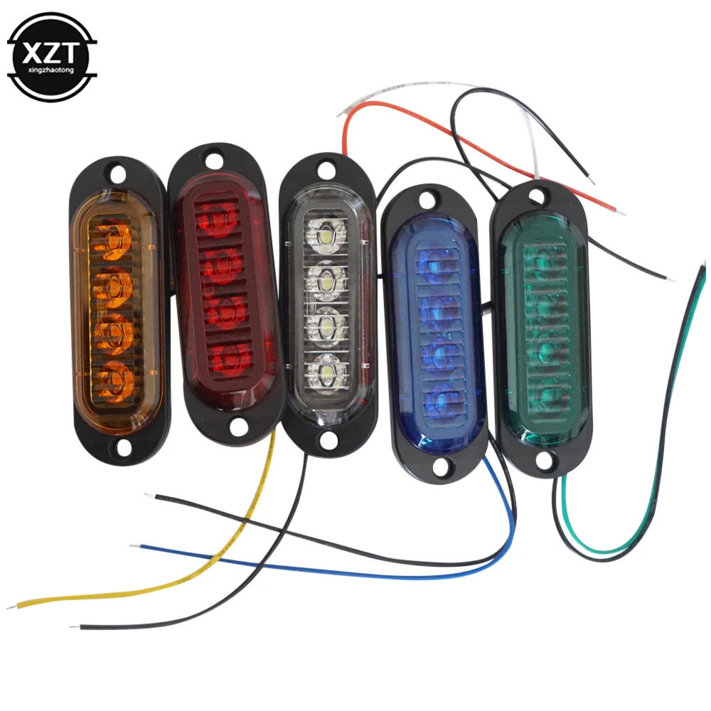 4 LED Side Marker Clearance Light Orange Lamp Indicator 12V-24V For Truck Trailer Caravans RV Lorry Car Lights Accessories