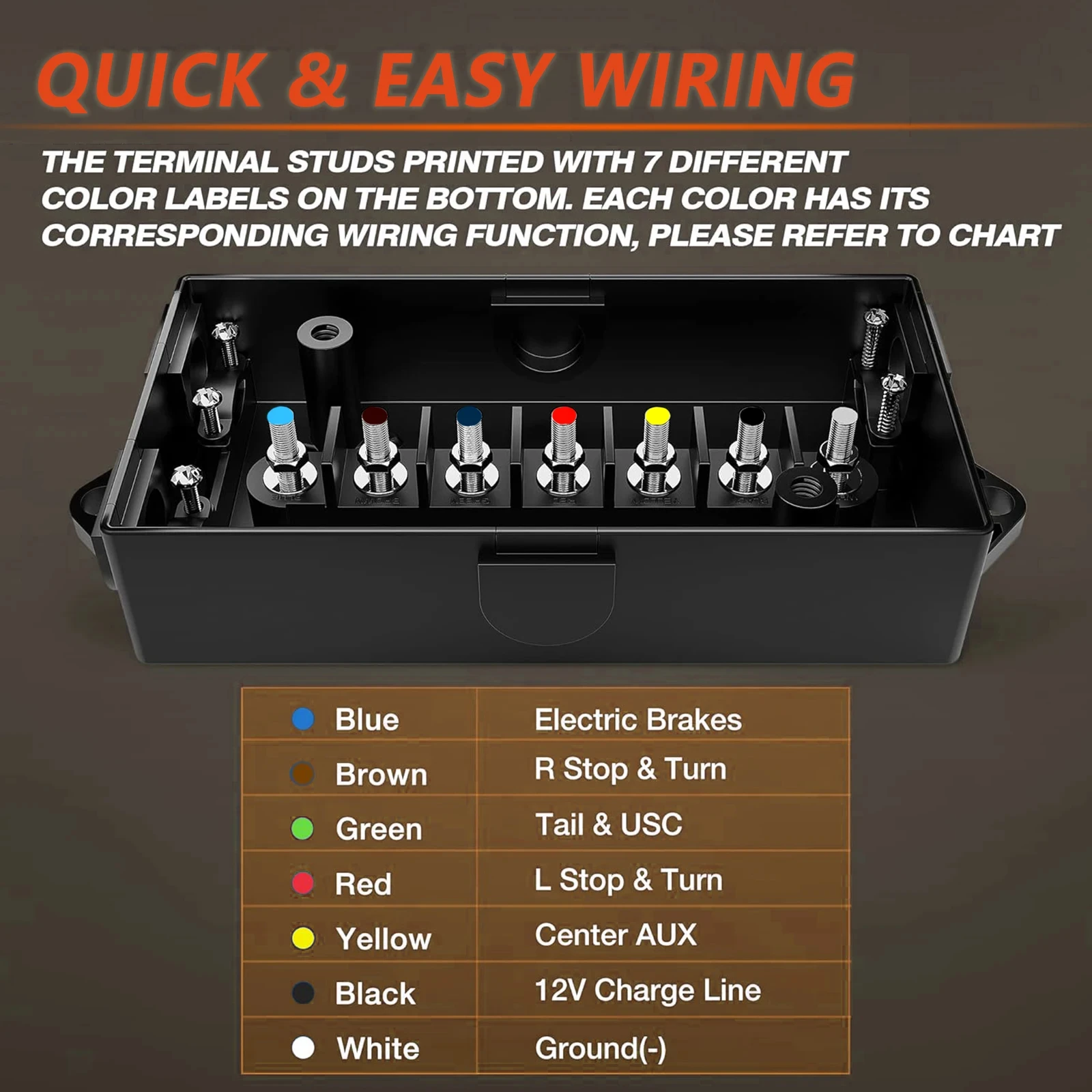 Caja de conexiones de cables de remolque eléctrico de 7 vías, caja de conexión de cables de remolque de 7 entradas, enchufe de cable de luz RV, soporte de bloque de cableado Universal