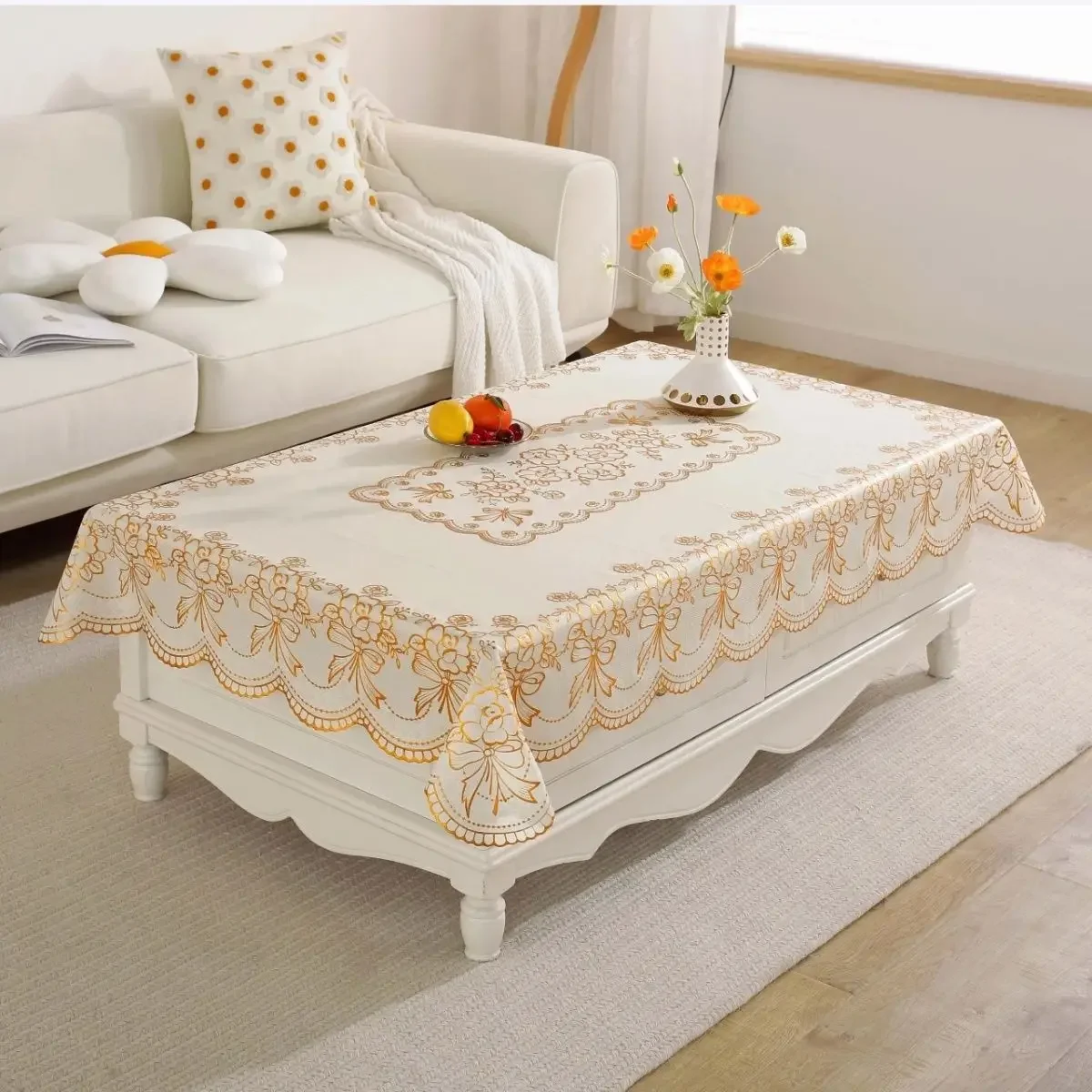 

L-1 Tablecloth rectangular dining table cloth cushion plastic tablecloth cover living room hot stamping tablecloth