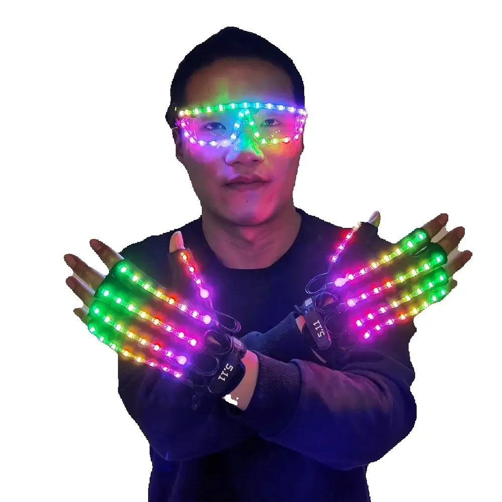 

LED Gloves Glowing Glasses Light Up Glasses Ray Costume Decor DJ Dance Stage Glowing Performance Clothing