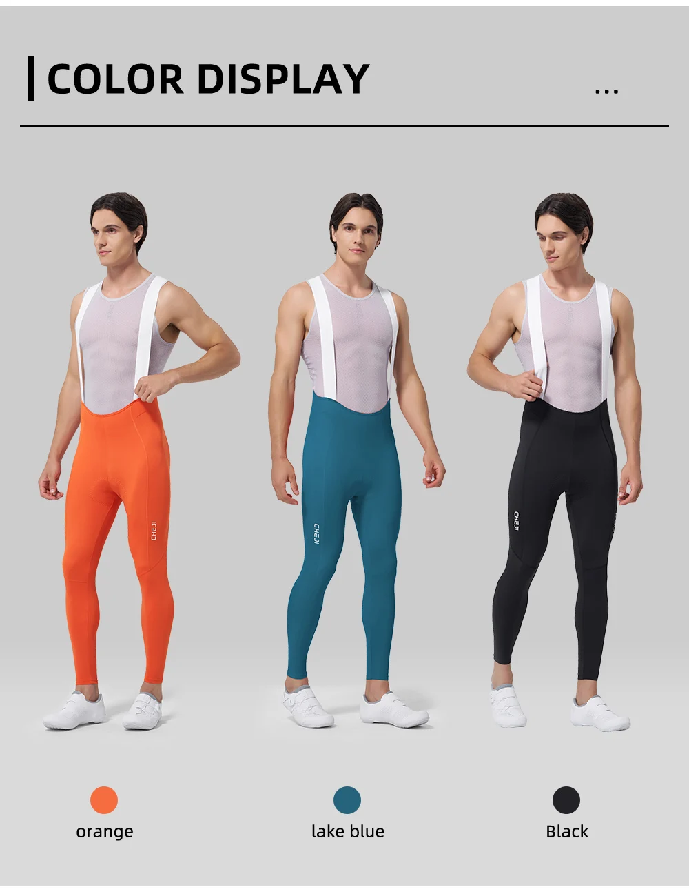 Cheji Cycling Lange Trägerhose, atmungsaktive Kompressions-Trägerhose für Herren – Detail 6