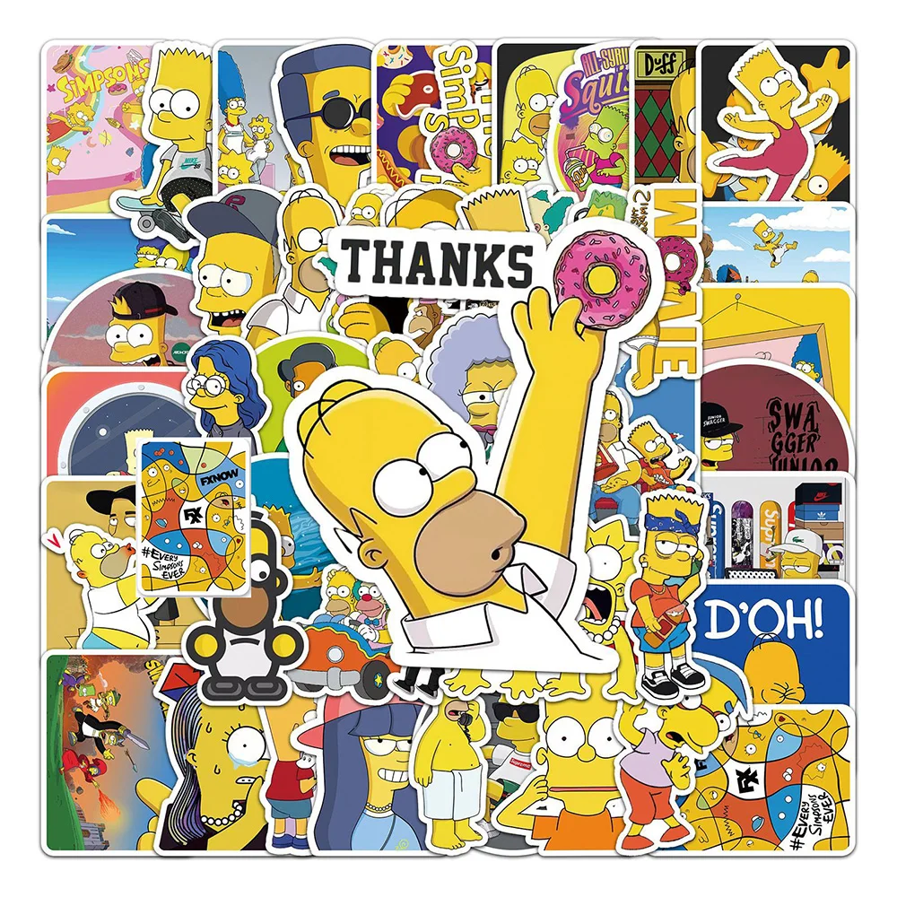 Pegatinas de dibujos animados para niños, calcomanías de Anime Simpson, familia de comedia, bricolaje, guitarra, portátil, equipaje, monopatín, Graffiti, Juguetes Divertidos, 10, 30, 54 piezas