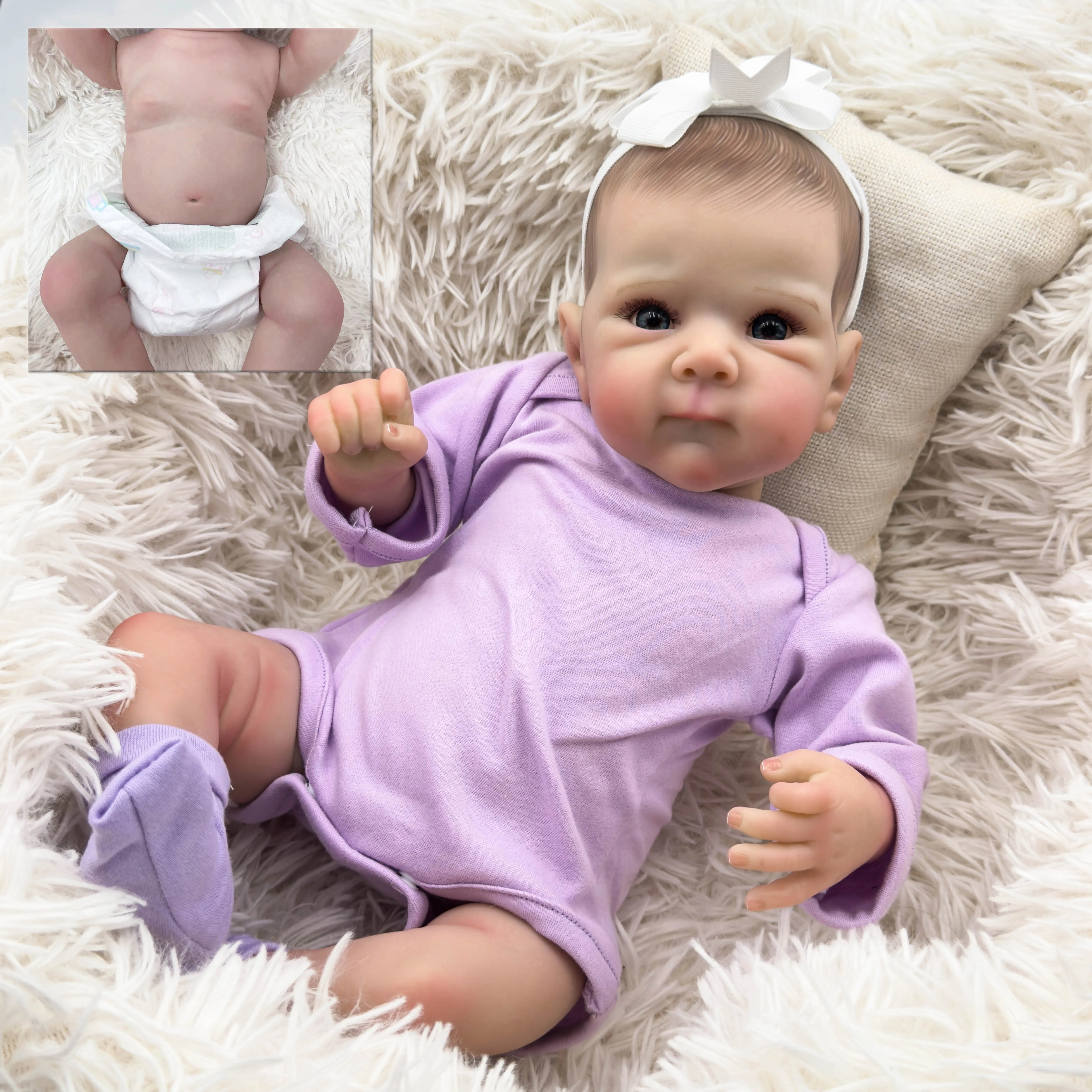 18inch Bettie Full Silicone body Reborn Baby Newborn Lifelike Doll Multiple Layers Painting 3D Skin with Hand Draw Hair