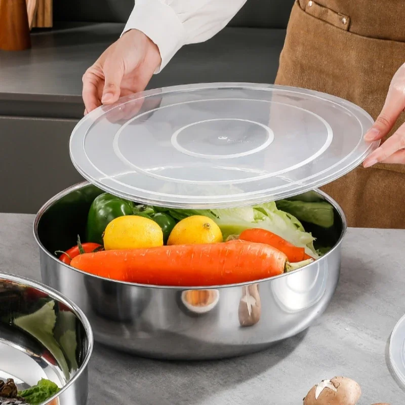 Grandes tigelas de mistura de aço inoxidável, resistentes à ferrugem, para amassar massa, fazer macarrão, lavagem de vegetais, utensílio de cozinha de sopas