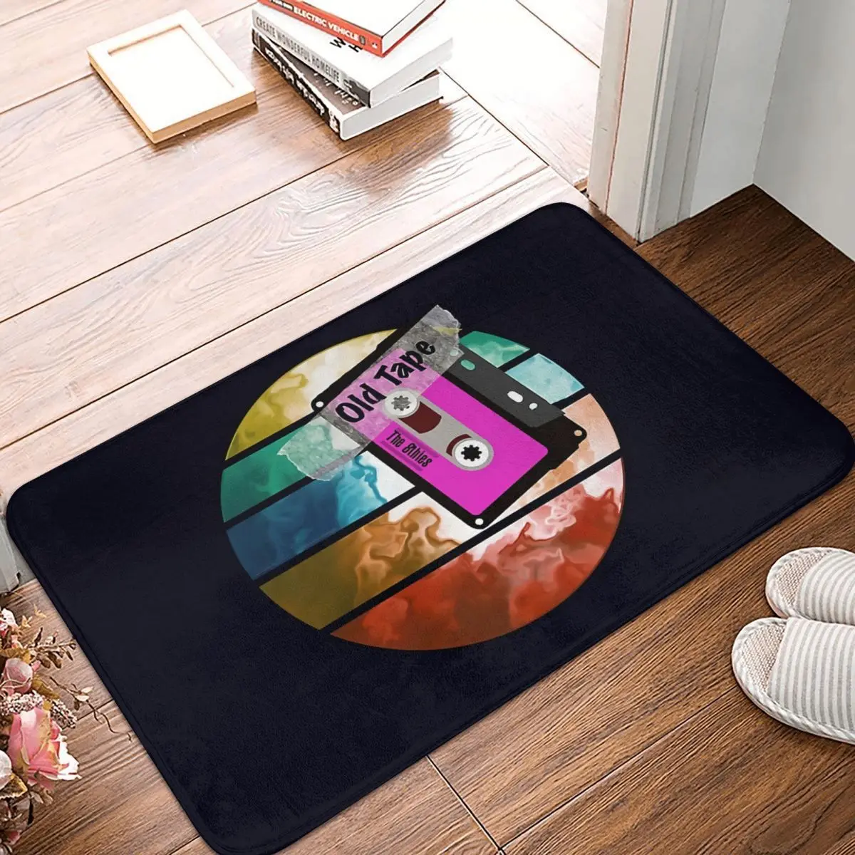 Tape Non-slip Doormat Old Over Colorful Cloud Background Bath Kitchen Mat Outdoor Carpet Indoor Pattern Decor