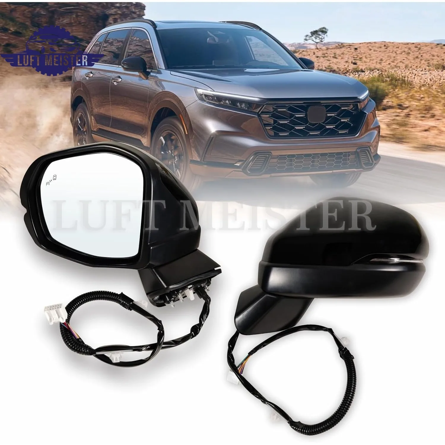 

1pc Electric Mirror For 2023-2027 Honda CR-V Manual Folding W/Blind Spot, Power Glass, Heated Turn Signal 76258-3A0-A91 (8 Pins)