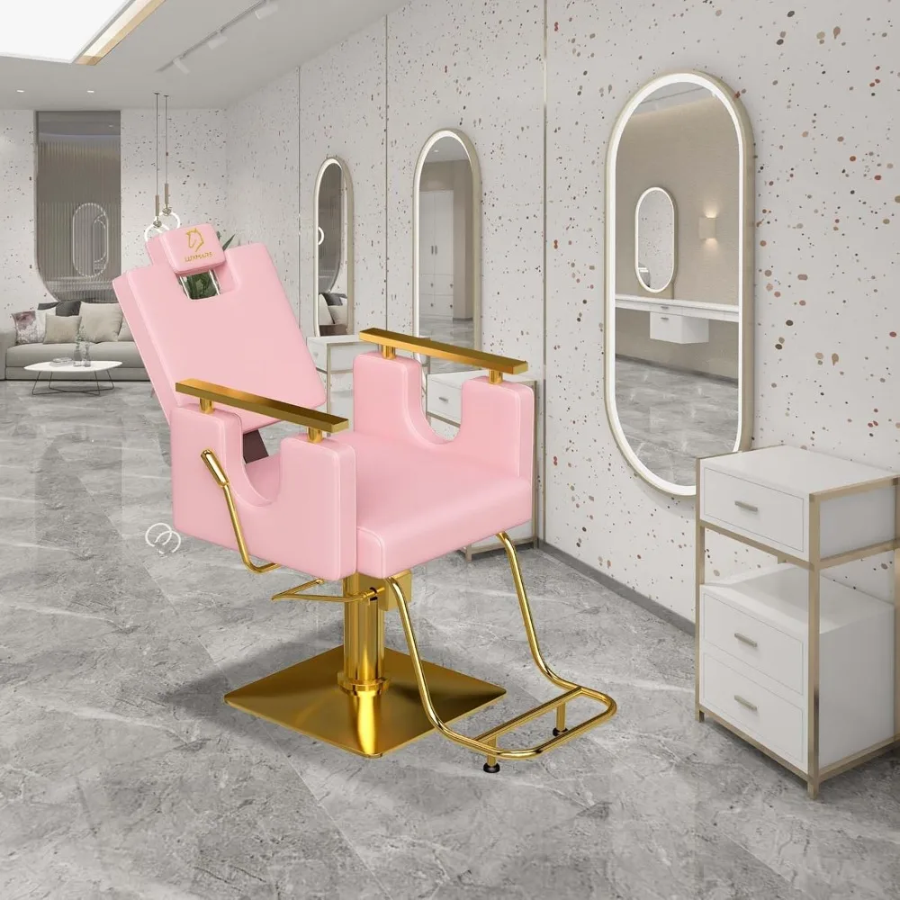 كرسي صالون هيدروليكي بارتفاع قابل للتعديل لمصففي الشعر، كرسي دوار عالي التحمل بزاوية 360 درجة مع راحة طويلة الأمد #2