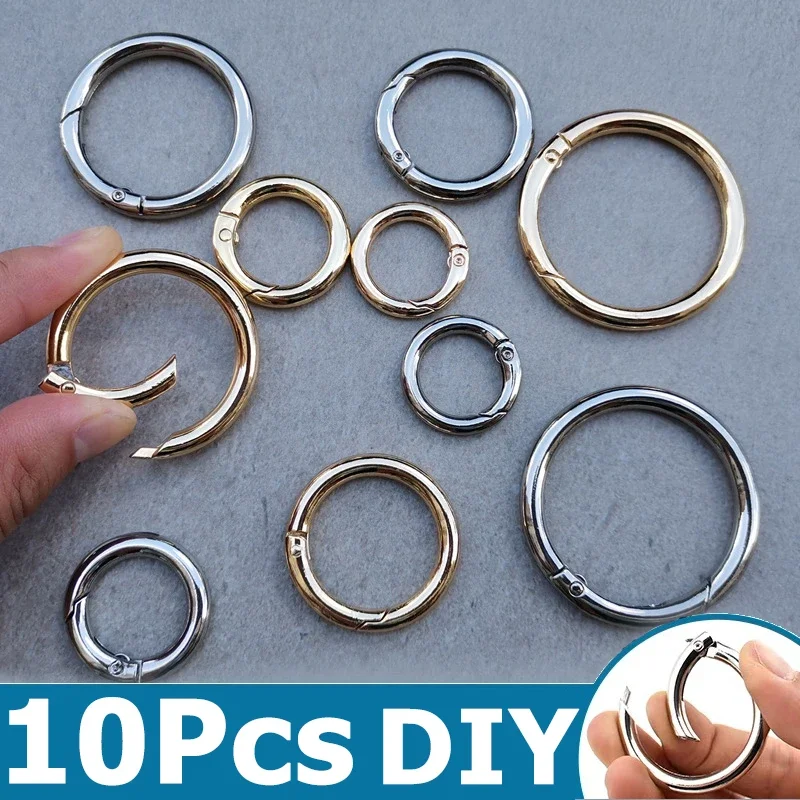 Lot de 10 anneaux toriques à ressort, Clips, mousquetons, sacs à main, déclencheur rond, crochets à pression pour bricolage, accessoires de fabrication de bijoux