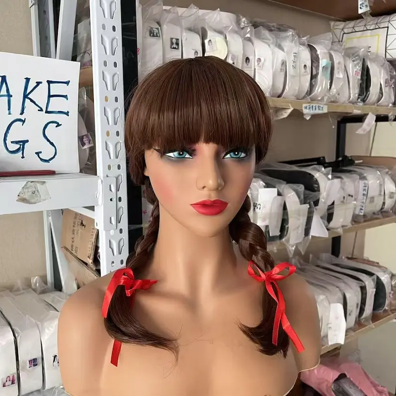 

Парик для косплея Аннабель, длинный плетеный коричневый синтетический парик, термостойкие волокна волос