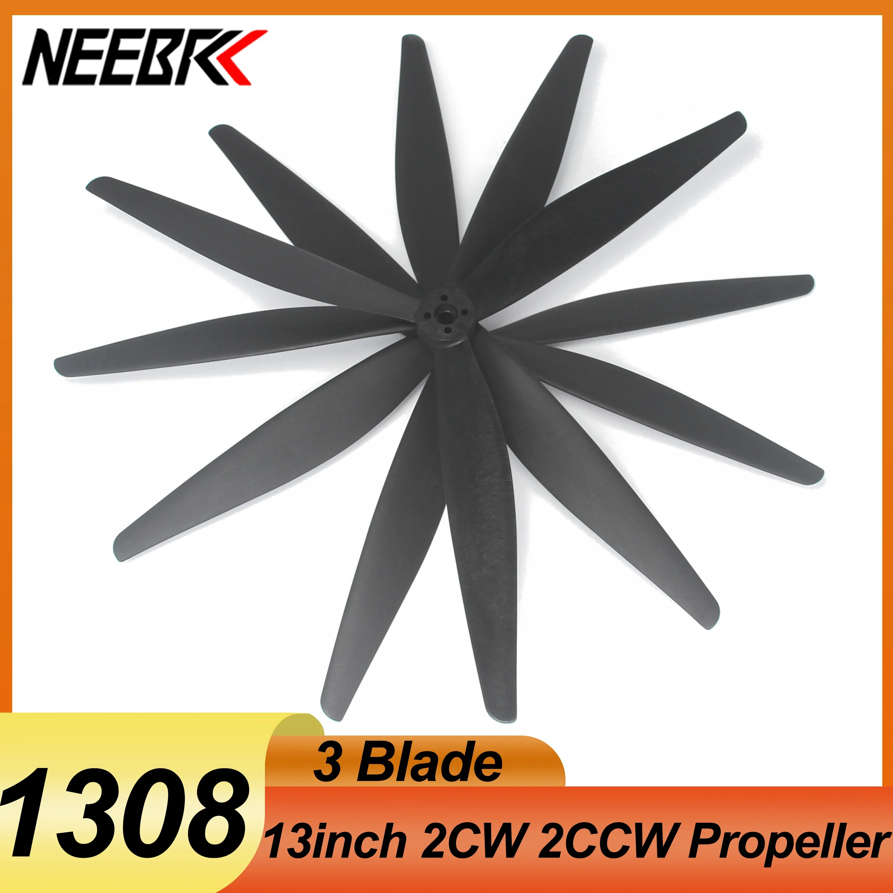 

2Pairs 1308 13X8X3 13inch 2CW 2CCW 3 Blade Reinforced Glass Fiber Nylon Propeller for RC X-Class FPV Drone Multicopter DIY Parts