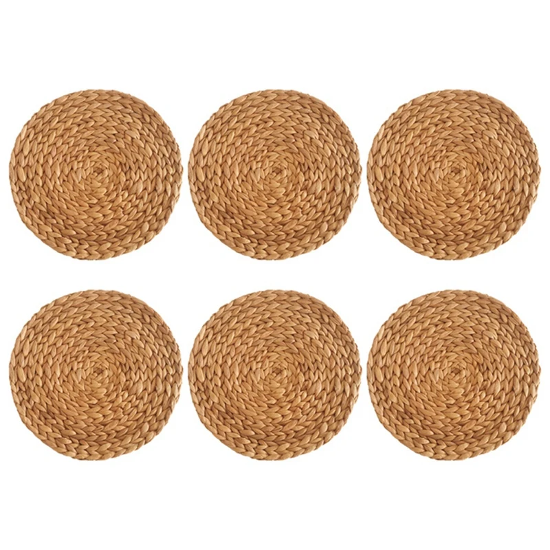 

Round Placemats Round Woven Placemats Set, Heat-Resistant/Non-Slip Dinner Plates, 6PCS