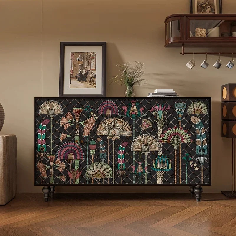 Solid wood side cabinet, integrated locker against the wall