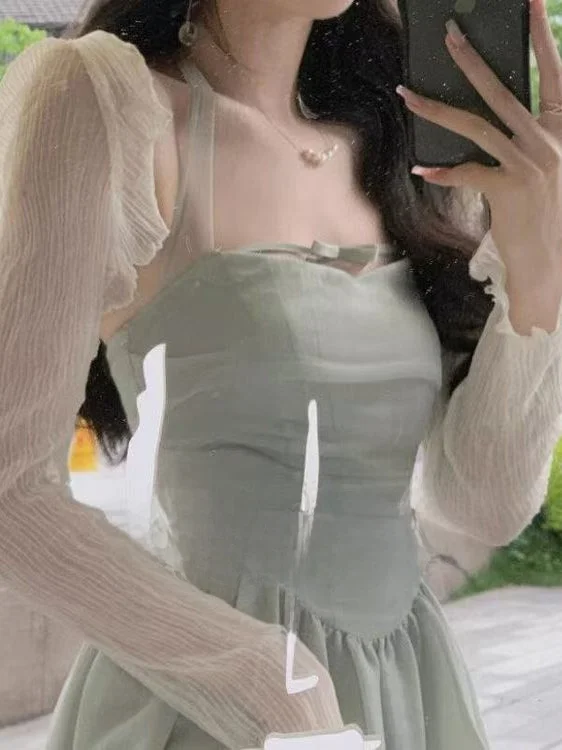 

Sun Protection Lace Trim Shells Ultra Thin Summer Women's Fashion Splice Style Long Sleeve One Shoulder Cover up Short Length