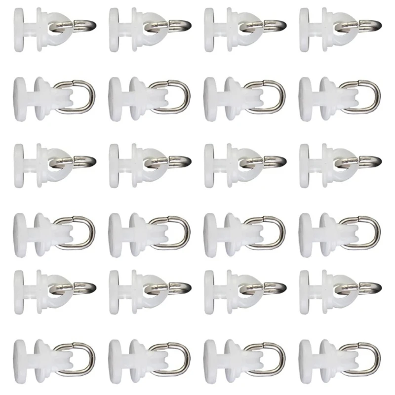 Pack of 100 Curtain Track Slides Rollers Drapery Curtain Track Hooks Carriers