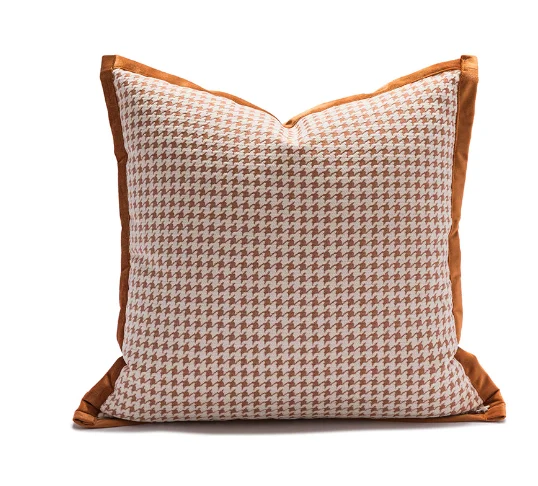 orange white houndstooth pillowcase cushion cover