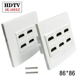 Type 86mm 4K 3840* 2160@60HZ 4-Port 6-Port HDMI Compatible High-Definition Panel Wall Socket Audio And Video Socket