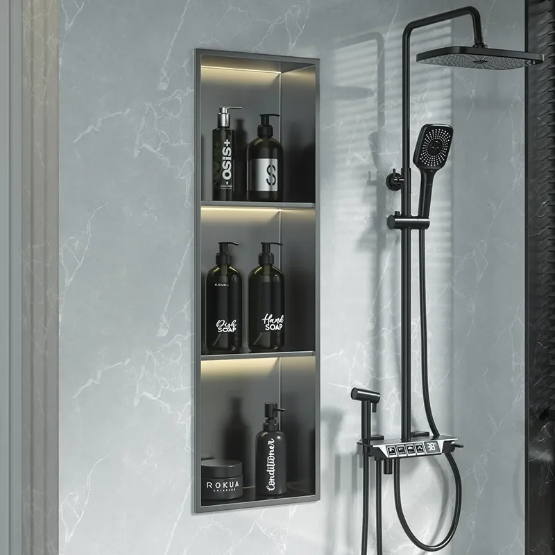 304 stainless steel bathroom rack embedded metal baffle rack