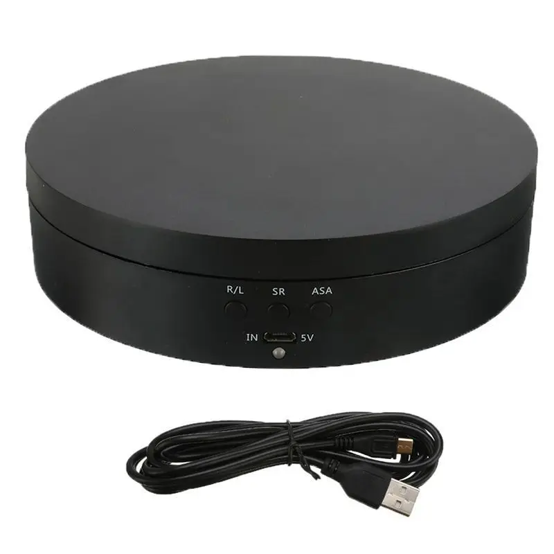 3 snelheden elektrische roterende displaystandaard spiegel 360 graden draaitafel sieradenhouder batterij / USB-voeding voor fotografie-opnamen