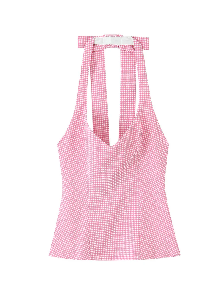 TFMLN vrouwen Zomer Halter Tank Tops 2025 Nieuwe Mode Zoete Strapless Boog Elegante Straat Casual Backless Vrouwelijke Top Kleding