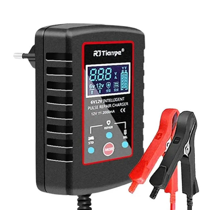 EAFC 2A Smart Car Motorcycle Battery Charger 12V/6V Battery Automatic AGM Lead-Acid Mini Portable Moto Toy Battery Charger