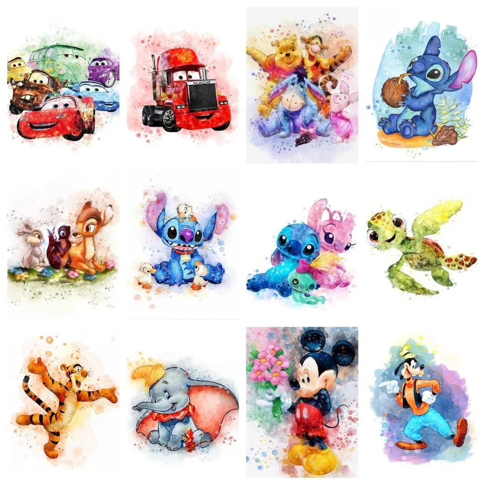 Disney 5D DIY Diamond Painting Cartoon Character Cross Stitch Set Hand Inlaid Artwork Children's Home Wall Art Decoration