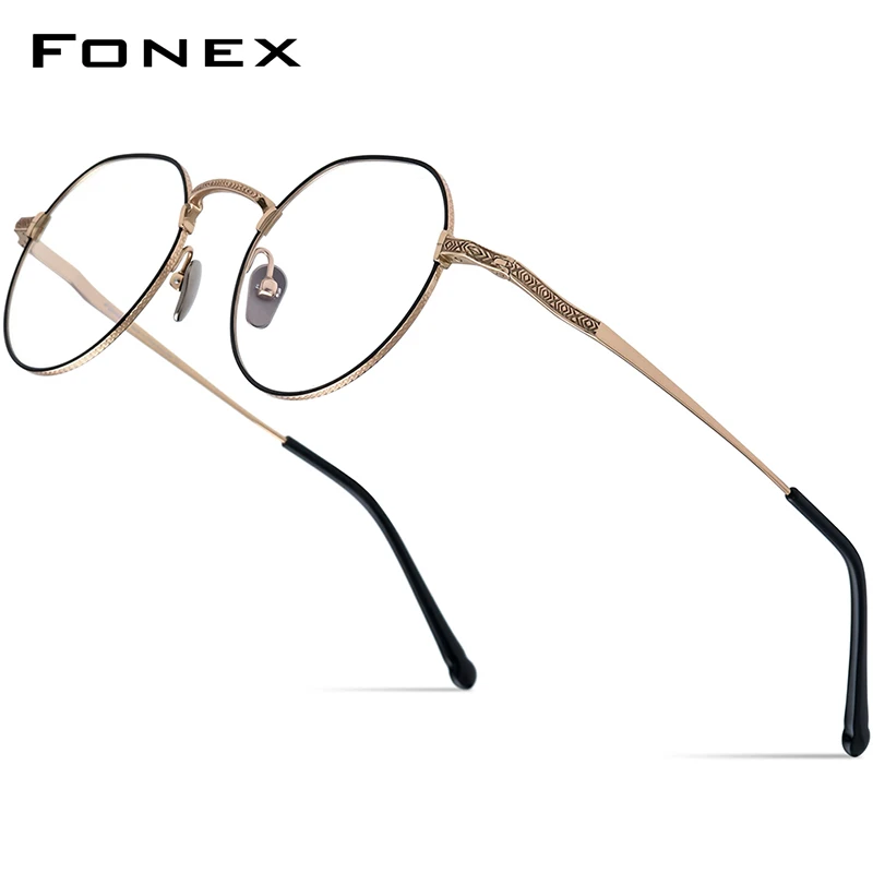 FONEX Pure Titanium Glasses Women 2023 New Men Grace Retro Square Eyeglasses Eyewear N-046