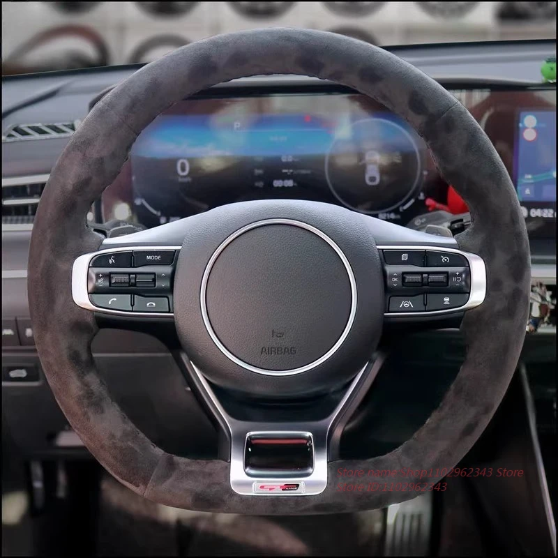 

Hand-Stitched Non-slip Durable Suede Nappa Leather Steering Wheel Cover Wrap For KIA K5 KX7 KX5 Car Interior Accessories