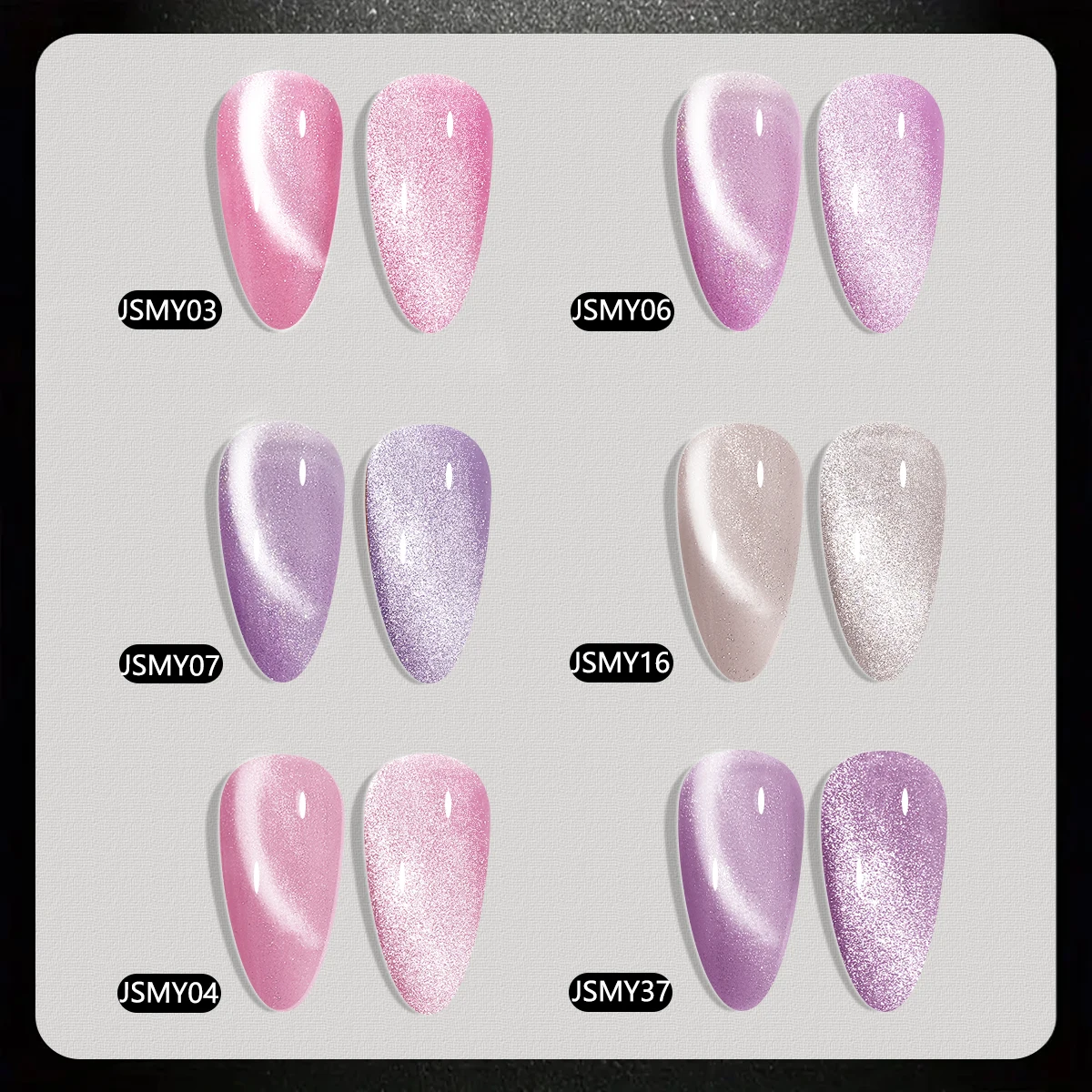 0.24 oz Color Changing Cat Eye Magnetic Gel, 6 Color Nail Polish Set, Including 1 Magnetic Stick