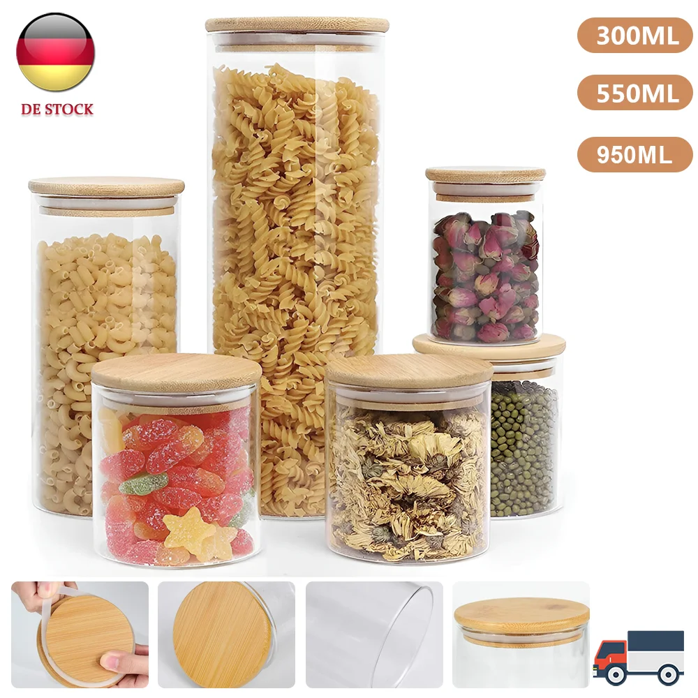 5 قطعة صندوق تخزين مختوم شفاف المطبخ الغذاء الحبوب تنظيم خزان البلاستيك سعة كبيرة مقاوم للرطوبة مختومة الجرار